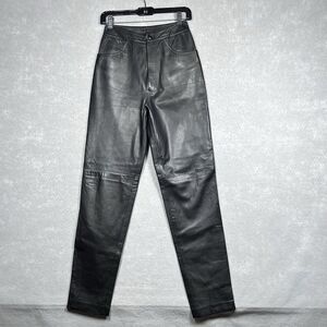 Vintage Francois George DeerSkin Leather Pants Women Small Black Skinny Made USA